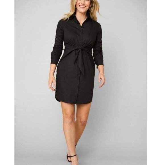 UNTUCKit Dresses & Skirts - Untuckit Angelina Shirt Dress Womens 2 MIDI Black Cotton Stretch Business Travel